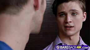 young studs bent over sucking cock before taking doggystyle anal pounding