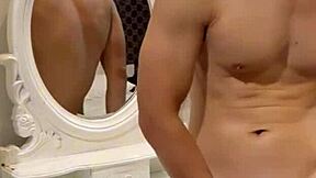 asian twink homemade sucks muscular top's big cock before fucking
