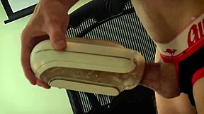 I blasted huge slow-mo cumshot fuckin' fleshlight!