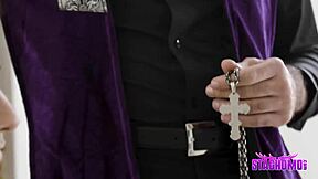 Priest Leandro's Huge Dick Fucks Twink's Throat and Ass