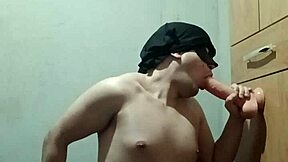 amateur shemale sucks dildo toy in ladyboy blowjob scene