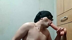 amateur shemale sucks dildo toy in ladyboy blowjob scene