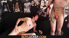 Emo British twink deepthroats massive tattooed cock!