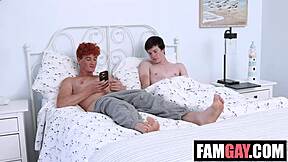Twinks Tyler share bed cock cum doggy blast!