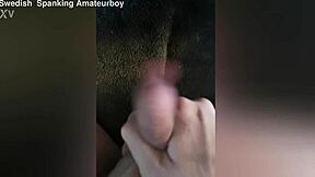 twink humiliates his small uncut cock with cord