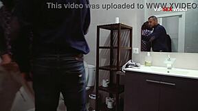 slim guy gets his ass wrecked doggy style in the bathroom by a muscular stud who wont stop fucking him