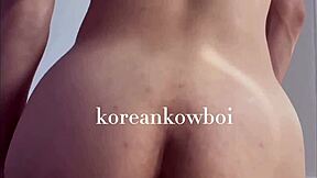 gay korean asian twink big ass riding huge 9 inch dildo cock