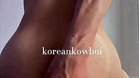 gay korean asian twink big ass riding huge 9 inch dildo cock