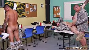 men enjoy blowjob for drill sergeant