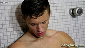 old man fucks twink bareback in bathroom