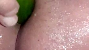 gay anal with cucumber in amateur solo