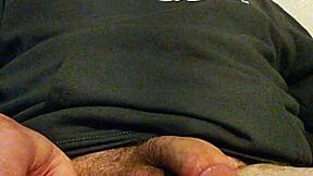 Gay gamer teases his joystick until hard cum