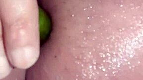 gay anal with cucumber in amateur solo