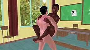White man lifts black man for anal