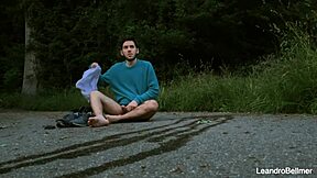 Caught taking a piss and jerking off outdoors