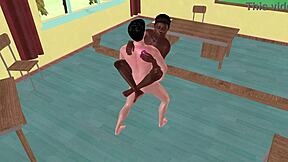 White man lifts black man for anal