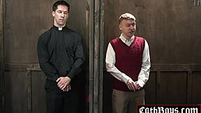 holy gloryhole twink noah white sucks pries eddie patrickts cock through a confessional booth after confessing that he kissed another guy