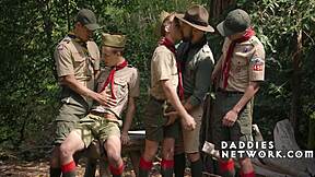 Scoutmasters catch peeping twinks and breed their tight assholes raw