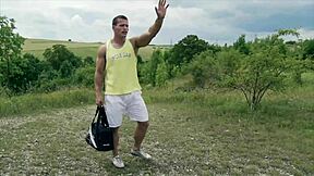 Outdoor threesome fun with three hot czech twinks