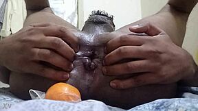 sexy indian gay anal gape with orange and dildo