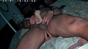 playing with big cock and long plug
