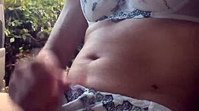 Masturbation session with outdoor toy