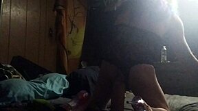 sexy black lingerie looks great on that big cock