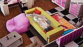 Velvet ruin of the feline femboy catboy ravaged and filled on sofa in intense hentai scene