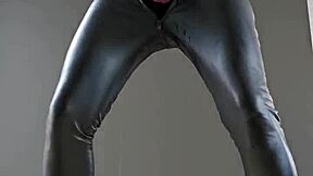 horny leather guy wanks from sneaker white socks