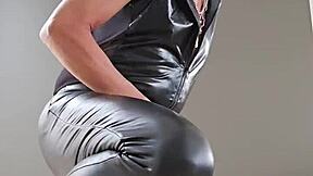 horny leather guy wanks from sneaker white socks