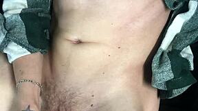 Sweet and skinny twink jerks off cum closeup