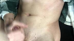 Sweet and skinny twink jerks off cum closeup