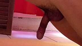 Suddenly this guy gets an erection and ejaculates during a nude workout session after two weeks of sexual abstinence