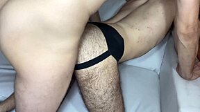 Hairy boy gets wide open by monster cock
