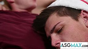 next door studios roommate confessions turn into holiday gay threesome