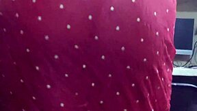 funny look in saree with small cock