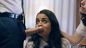 Stepsiblings team up to dominate a shy virgin