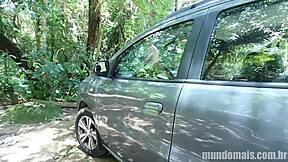 hey, banging in the woods on the car hood!