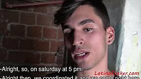 Latino twinks sneak away to fuck hard after work in public.