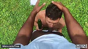 Horny twink Bruno Cartella craves big black cocks in wild scenes